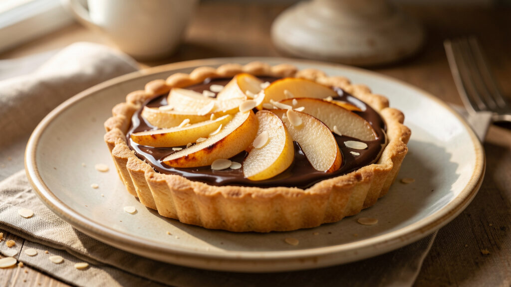 Tarte poire-chocolat façon Cyril Lignac : des poires fondantes, une pâte qui reste croustillante
